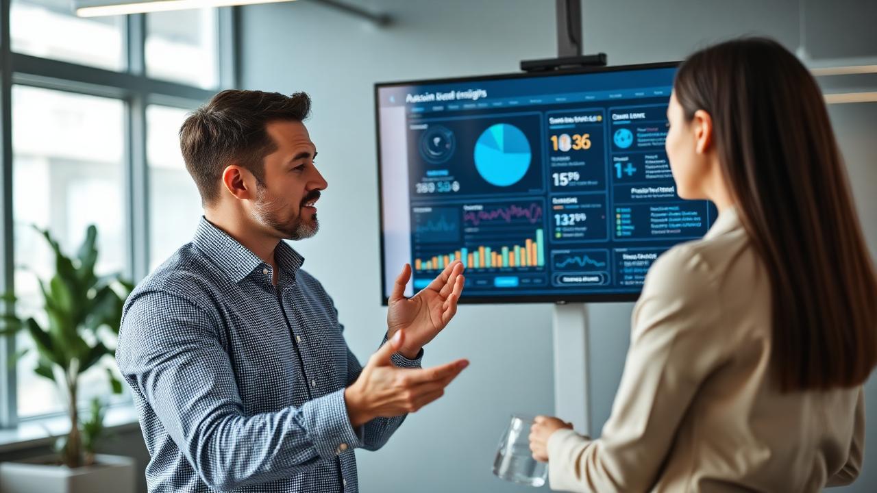Sales professional using AI-powered coaching technology to practice sales conversations on screen